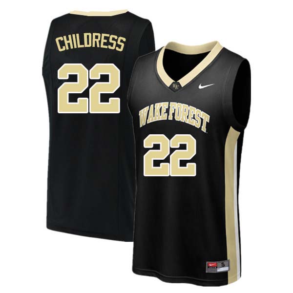 Men #22 Randolph Childress Wake Forest Demon Deacons College Basketball Jerseys Sale-Black